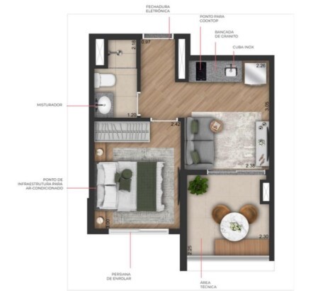 Apartamento à venda com 28m², 1 quarto sem vaga - 18