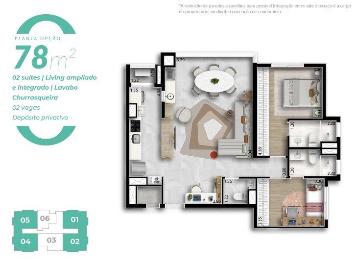 Apartamento à venda com 78m², 2 quartos com vaga - 30