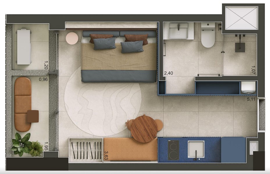 Studio à venda com 25m², 0 quartos sem vaga - 21