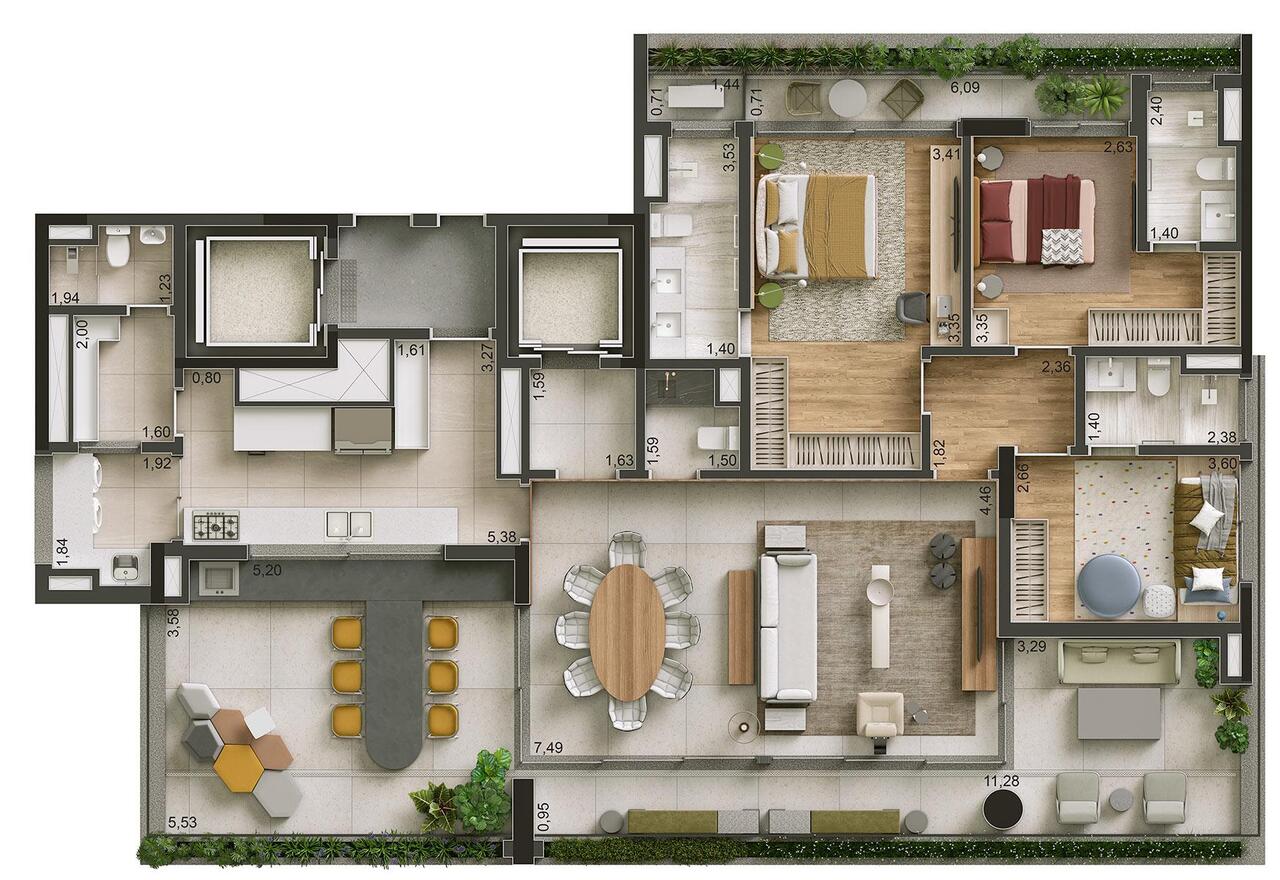 Apartamento à venda com 207m², 3 quartos com vaga - 23