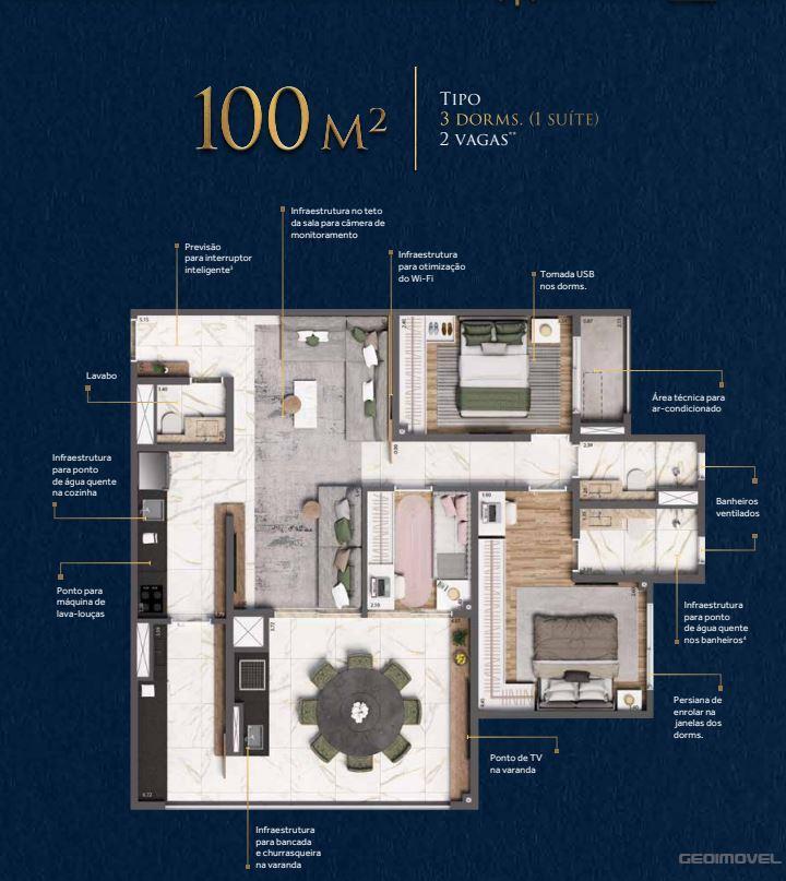 Apartamento à venda com 100m², 3 quartos com vaga - 17