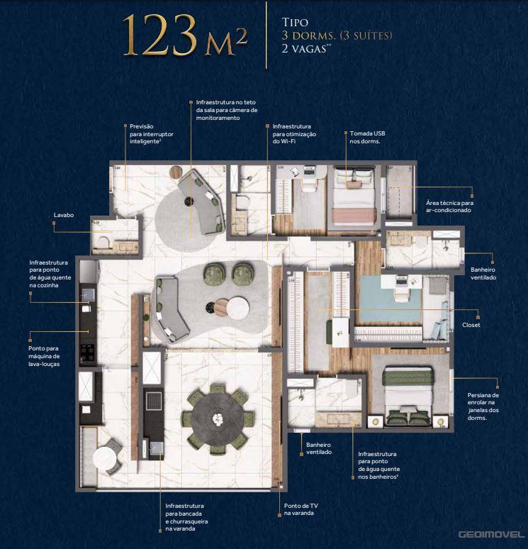 Apartamento à venda com 123m², 3 quartos com vaga - 17