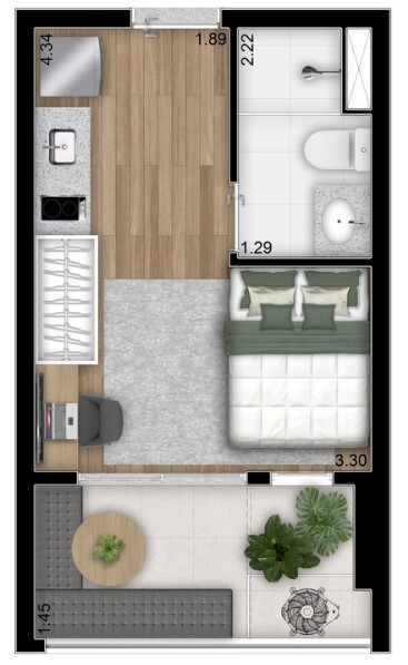 Studio à venda com 22m², 0 quartos sem vaga - 18