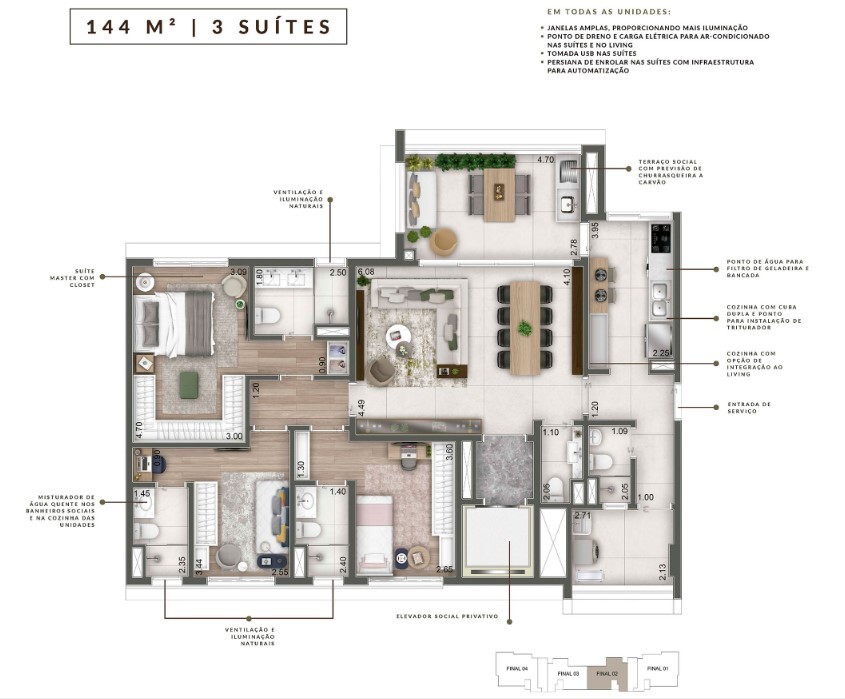 Apartamento à venda com 144m², 3 quartos com vaga - 18