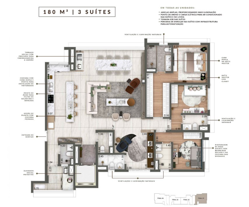 Apartamento à venda com 180m², 4 quartos com vaga - 19