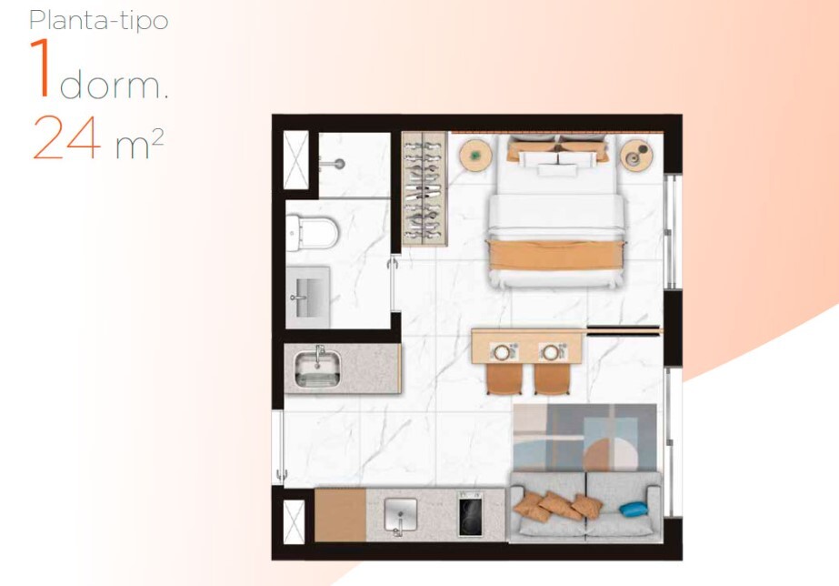 Apartamento à venda com 24m², 1 quarto sem vaga - 30