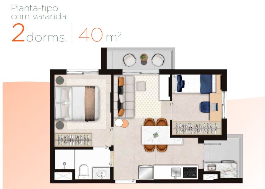 Apartamento à venda com 40m², 2 quartos sem vaga - 30