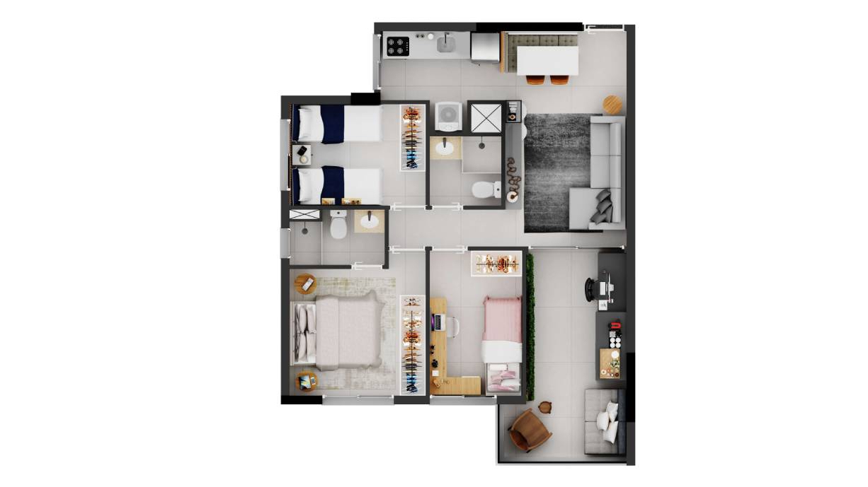 Apartamento à venda com 61m², 3 quartos com vaga - 24