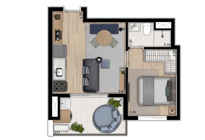 Apartamento à venda com 35m², 1 quarto sem vaga - 19