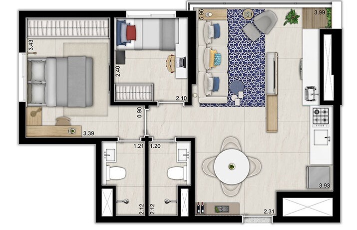 Apartamento à venda com 45m², 2 quartos sem vaga - 19