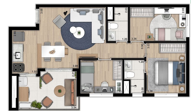 Apartamento à venda com 59m², 3 quartos com vaga - 19