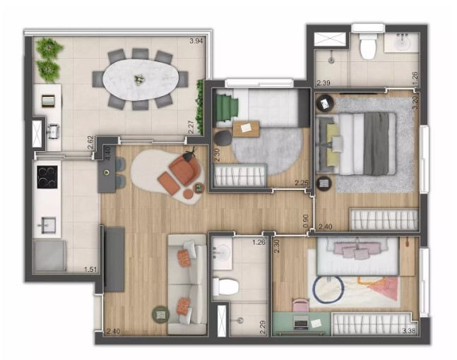 Apartamento à venda com 60m², 3 quartos com vaga - 18