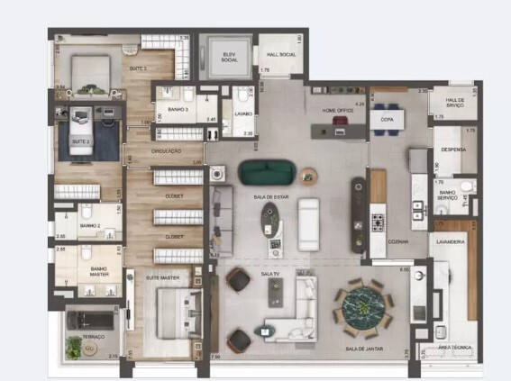 Apartamento à venda com 210m², 3 quartos com vaga - 18