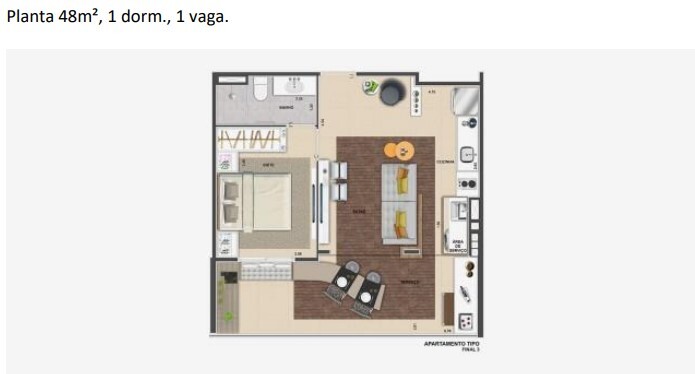 Apartamento à venda com 48m², 1 quarto com vaga - 21