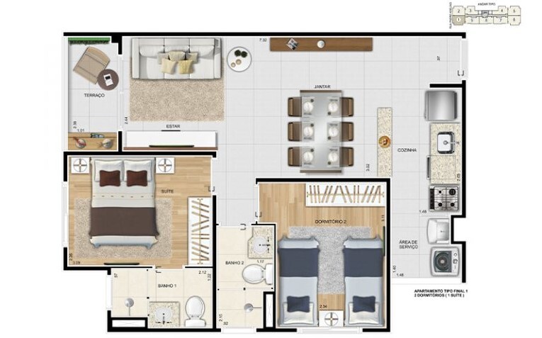 Apartamento à venda com 44m², 2 quartos sem vaga - 20