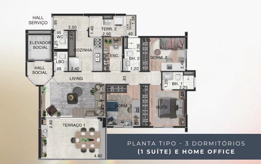 Apartamento à venda com 95m², 3 quartos com vaga - 19