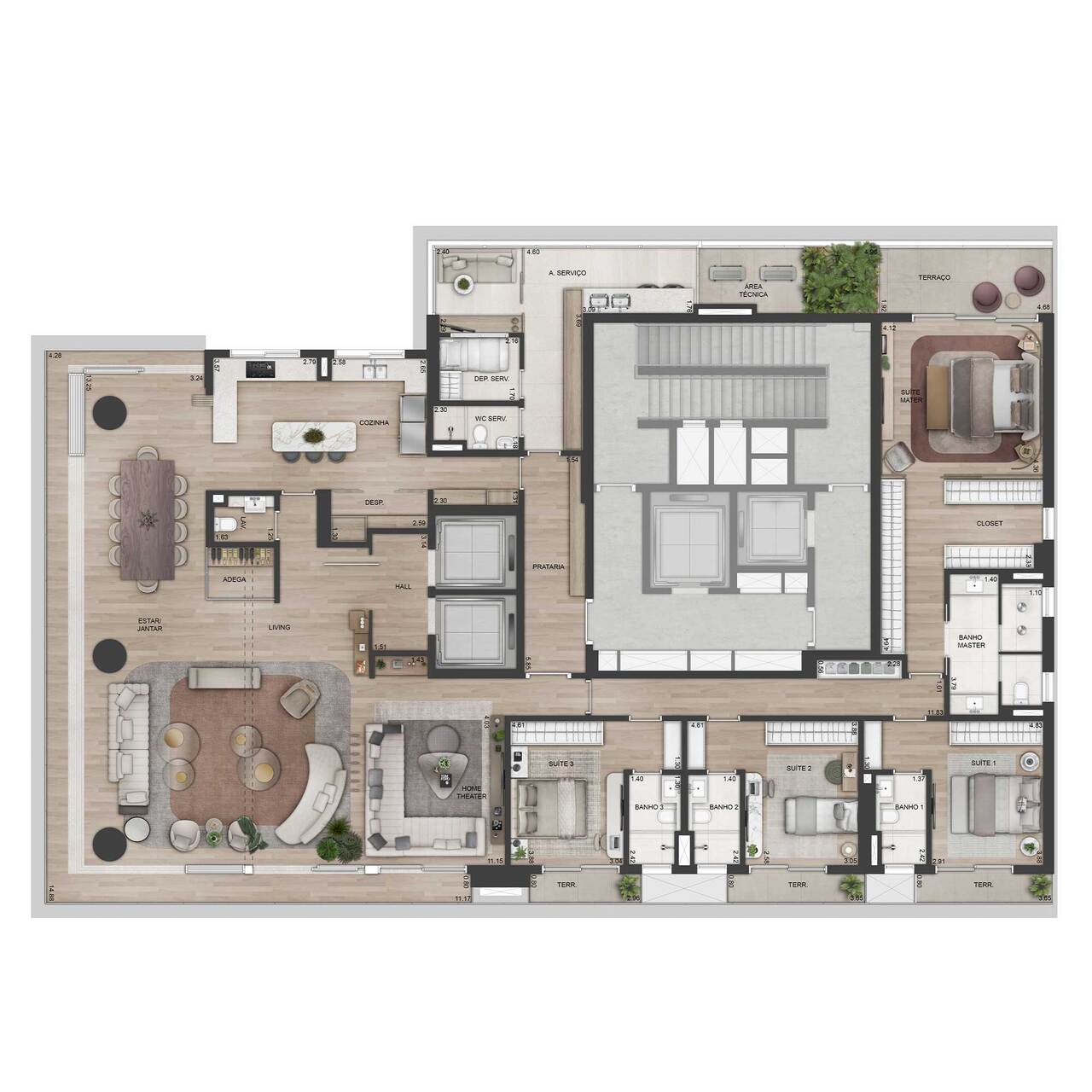 Apartamento à venda com 368m², 4 quartos com vaga - 19