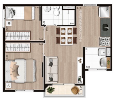 Apartamento à venda com 37m², 2 quartos sem vaga - 28