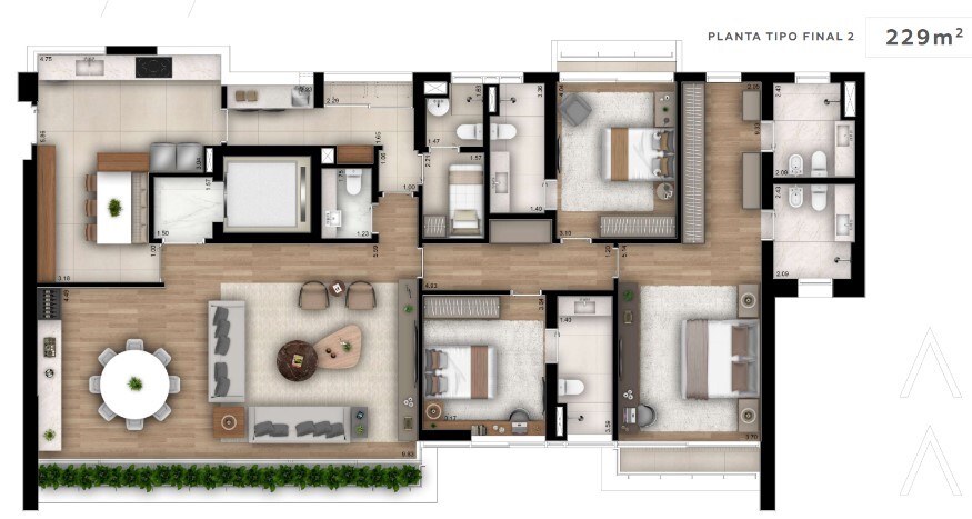 Apartamento à venda com 229m², 3 quartos com vaga - 60