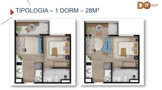Apartamento à venda com 28m², 1 quarto sem vaga - 17