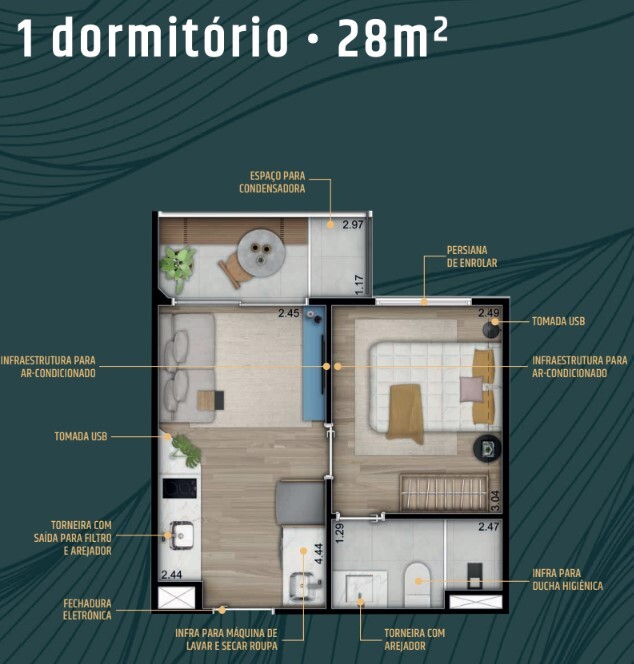 Apartamento à venda com 28m², 1 quarto sem vaga - 18