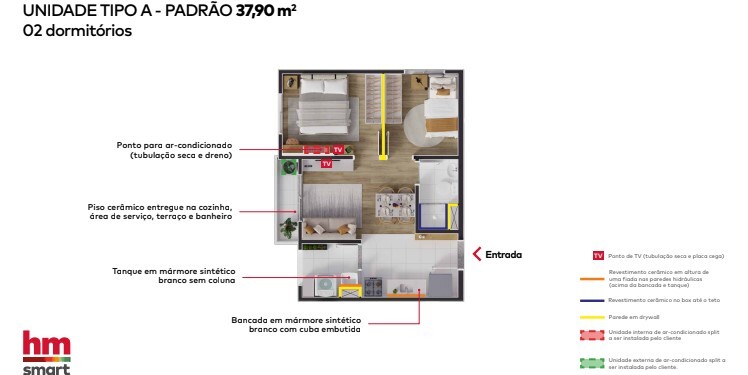Apartamento à venda com 37m², 2 quartos sem vaga - 20