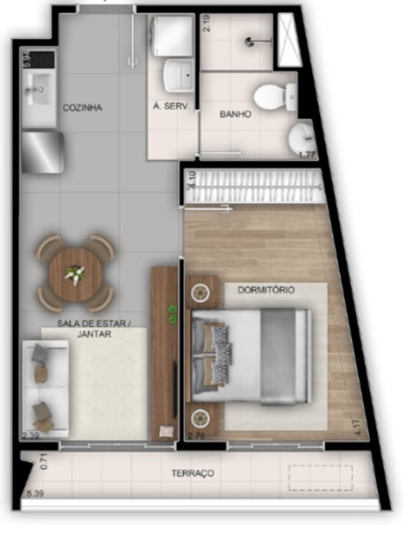 Apartamento à venda com 37m², 1 quarto sem vaga - 25