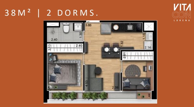 Apartamento à venda com 38m², 2 quartos sem vaga - 15