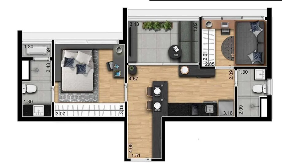 Apartamento à venda com 46m², 2 quartos sem vaga - 15