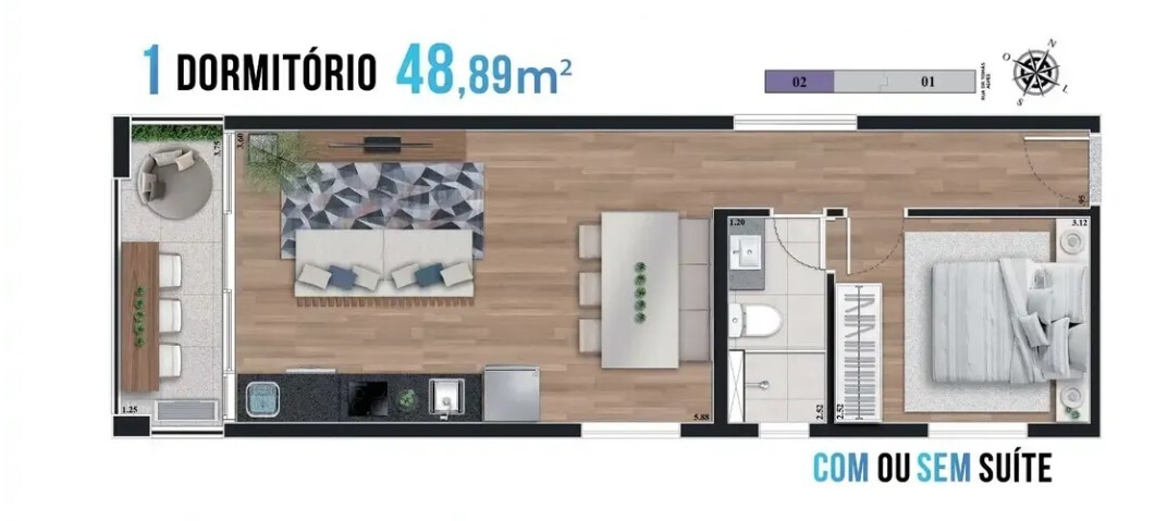 Apartamento à venda com 48m², 2 quartos sem vaga - 20