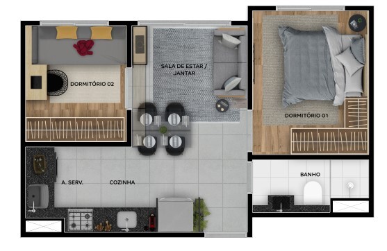 Apartamento à venda com 31m², 2 quartos sem vaga - 21