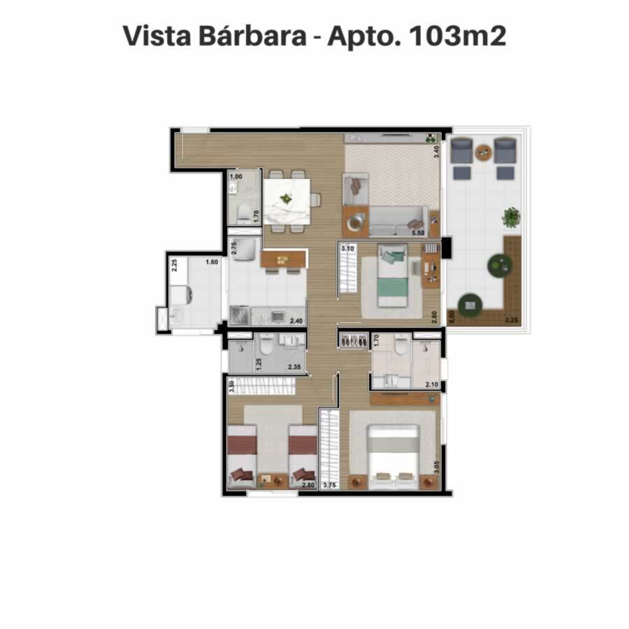 Apartamento à venda com 102m², 3 quartos com vaga - 22