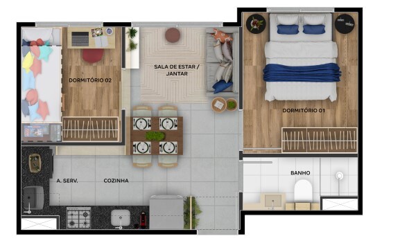 Apartamento à venda com 32m², 2 quartos sem vaga - 13