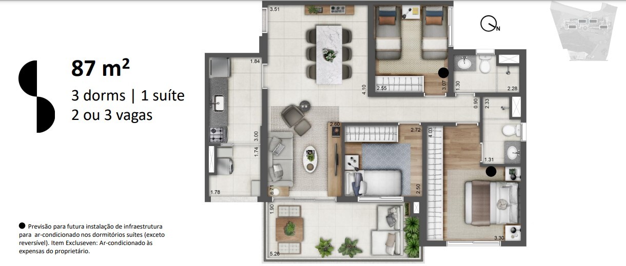 Apartamento à venda com 87m², 3 quartos com vaga - 26