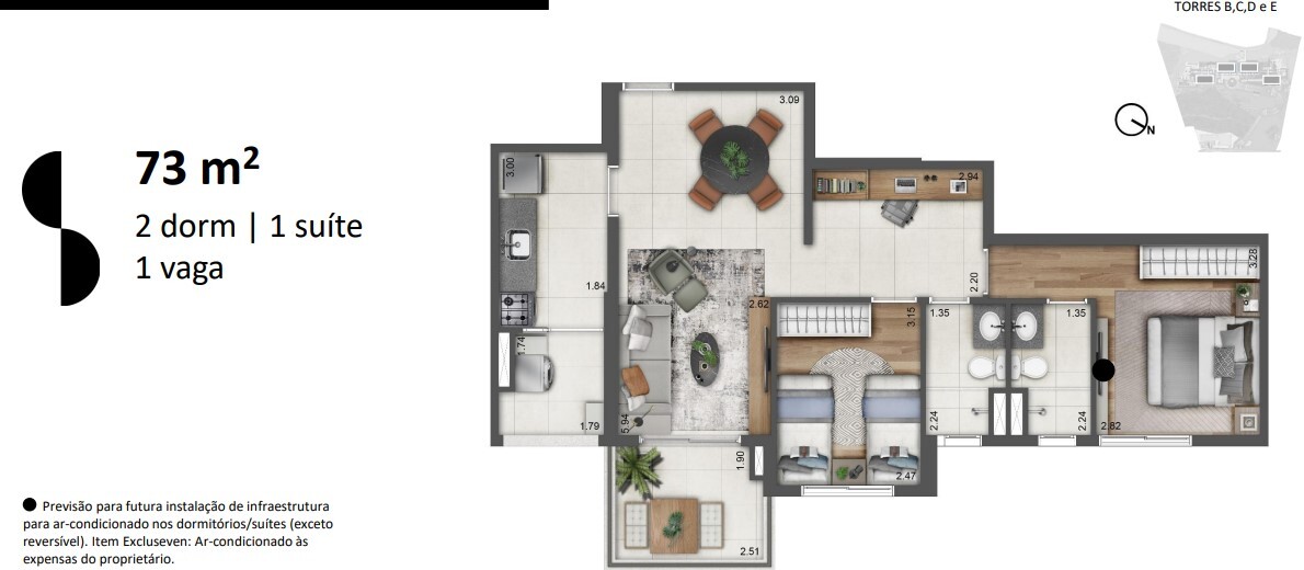 Apartamento à venda com 73m², 2 quartos com vaga - 25