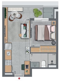 Studio à venda com 33m², 1 quarto sem vaga - 26