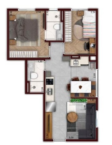 Apartamento à venda com 49m², 2 quartos sem vaga - 28