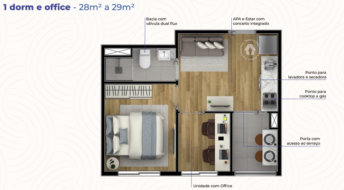 Apartamento à venda com 28m², 1 quarto sem vaga - 23