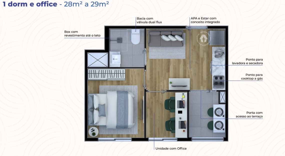 Apartamento à venda com 29m², 1 quarto sem vaga - 23