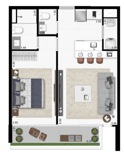Apartamento à venda com 56m², 1 quarto com vaga - 23