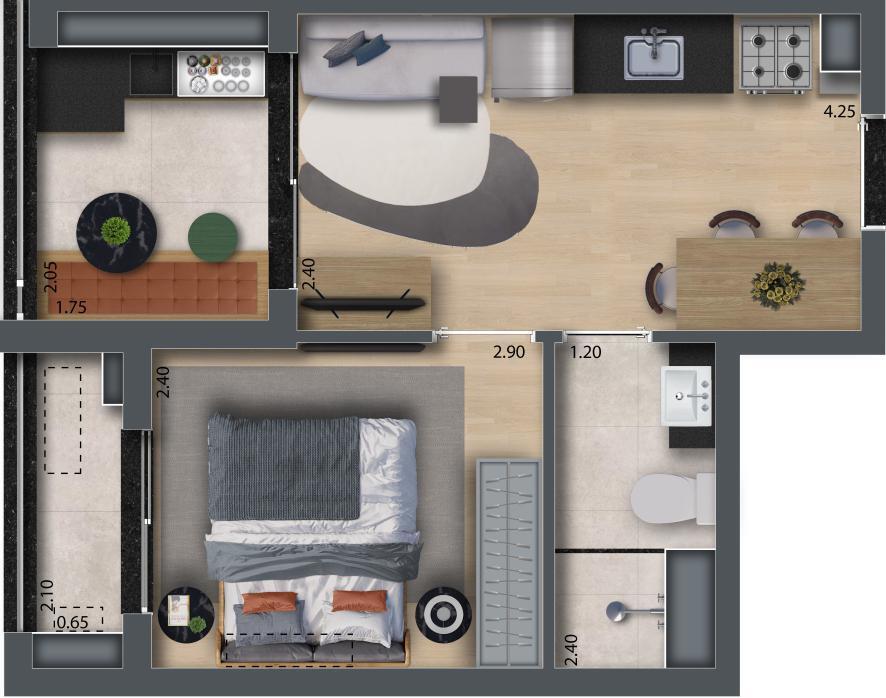 Apartamento à venda com 30m², 1 quarto sem vaga - 25