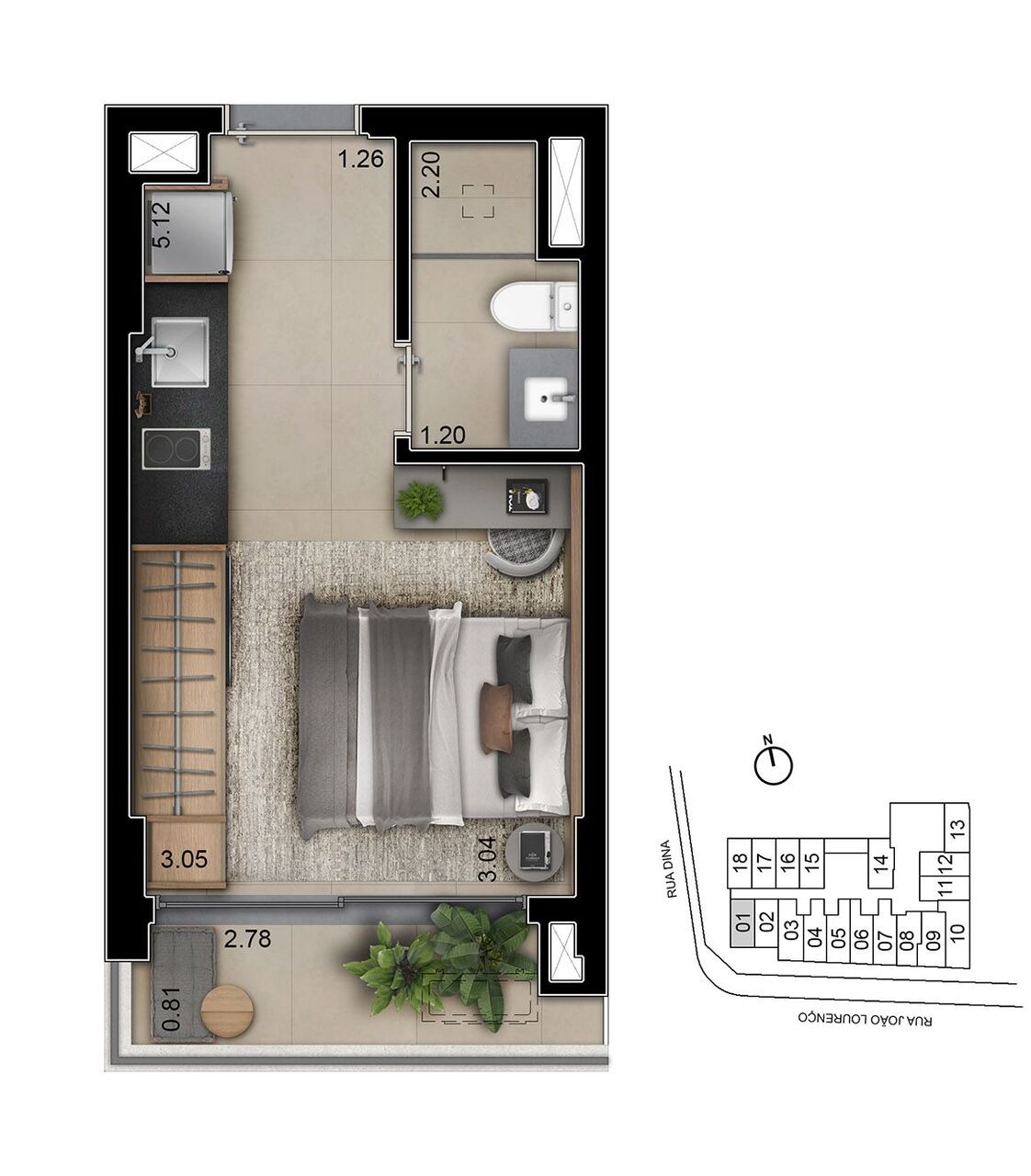 Studio à venda com 24m², 0 quartos sem vaga - 18