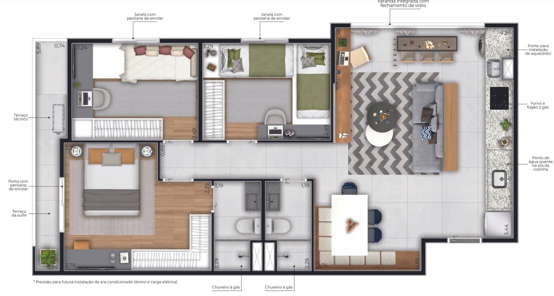 Apartamento à venda com 77m², 3 quartos com vaga - 15