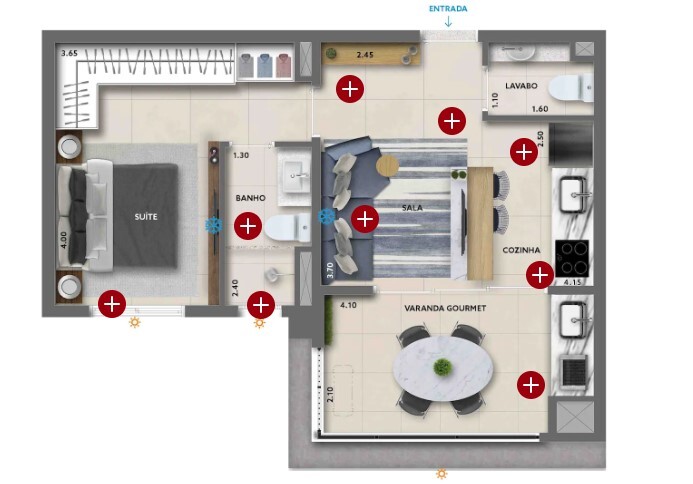 Apartamento à venda com 46m², 1 quarto com vaga - 19