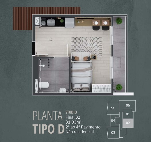 Studio à venda com 31m², 0 quartos sem vaga - 25