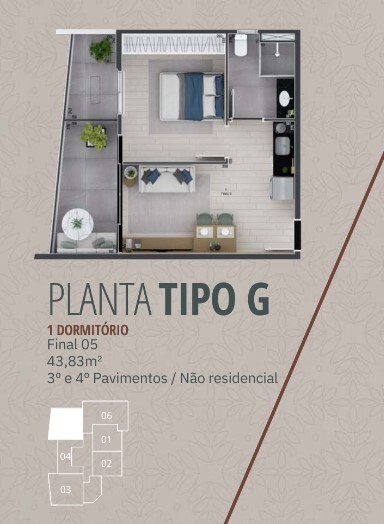 Apartamento à venda com 43m², 1 quarto sem vaga - 25