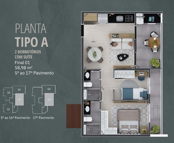 Apartamento à venda com 58m², 2 quartos com vaga - 25