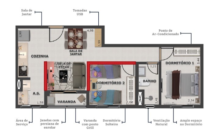 Apartamento à venda com 47m², 2 quartos sem vaga - 22
