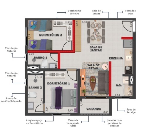 Apartamento à venda com 56m², 2 quartos sem vaga - 22