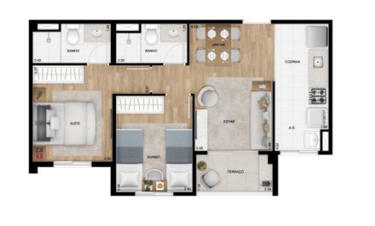 Apartamento à venda com 49m², 2 quartos com vaga - 24